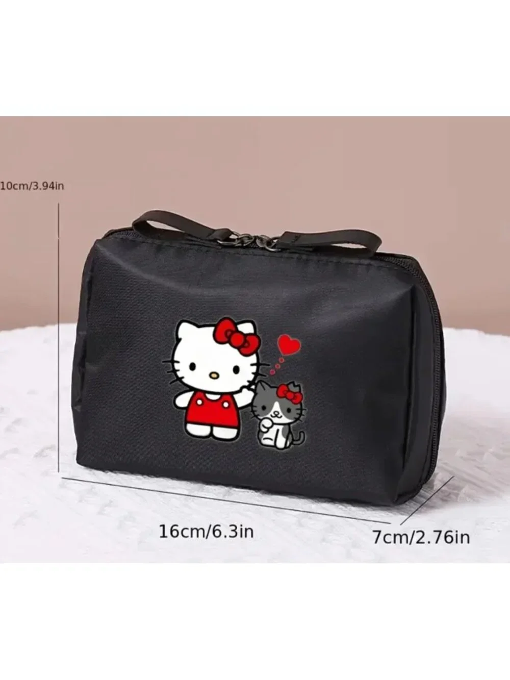 Hello Kitty Black Makeup Bag Travel Cosmetic Pouch Cute Organizer Zipper Case